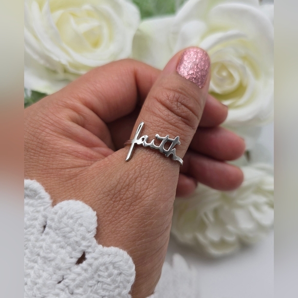 ❤️ MY FAITH STERLING SILVER RING - Picture 7 of 8
